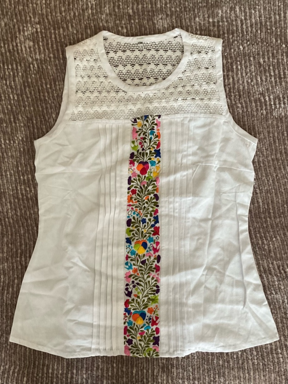 Traditional Authentic Mexico White Lace-Back Women's Top